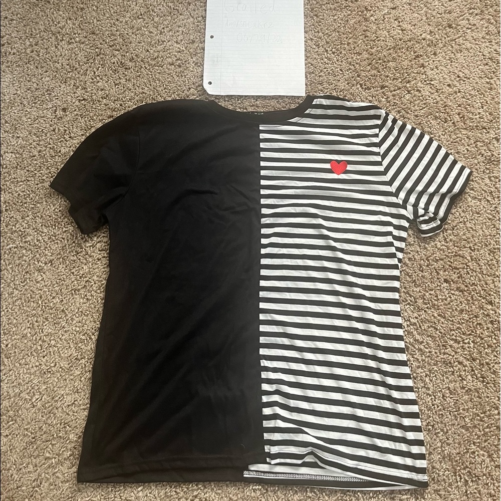 Half striped heart shirt